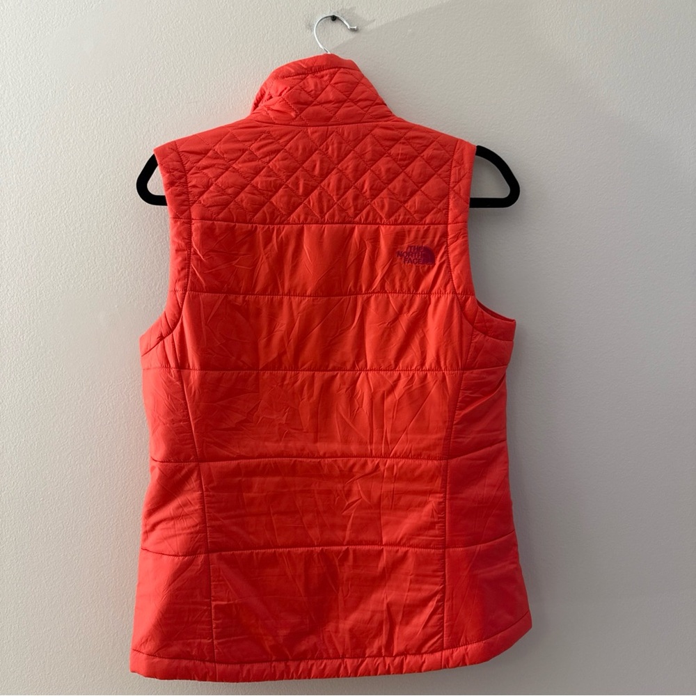 North Face Puffer Vest Womens Medium Orange Neon Pink Lightweight - Picture 2 of 7